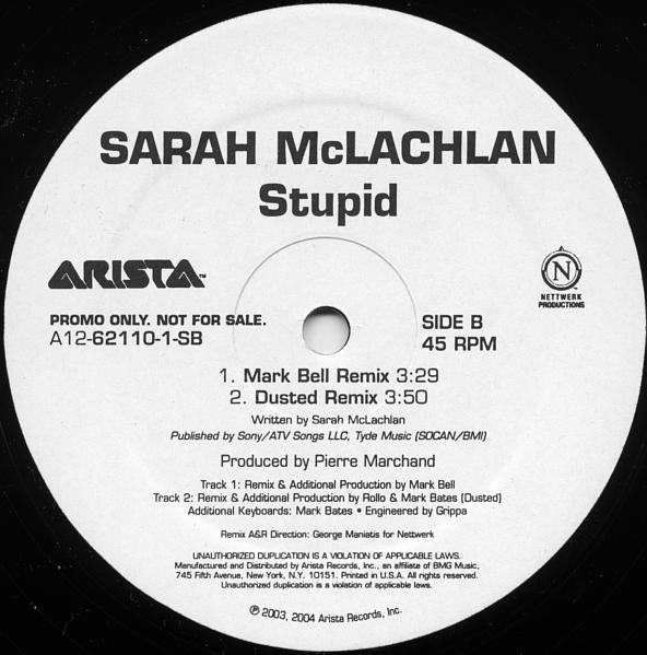 Sarah McLachlan - Stupid | Arista (A12-62110-1)