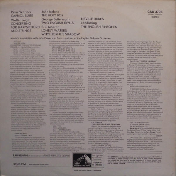 Concertino For Harpsichord And Strings / The Holy Boy / Two English Idylls / Capriol Suite / Lonely Waters / Whythorne's Shadow