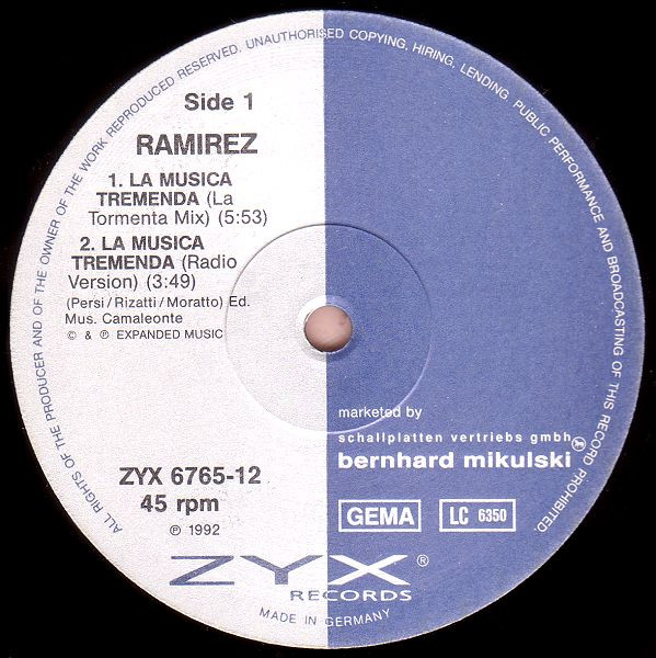 Ramirez - La Musica Tremenda | ZYX Records (ZYX 6765-12) - main Ramirez - La Musica Tremenda | ZYX Records (ZYX 6765-12) - main