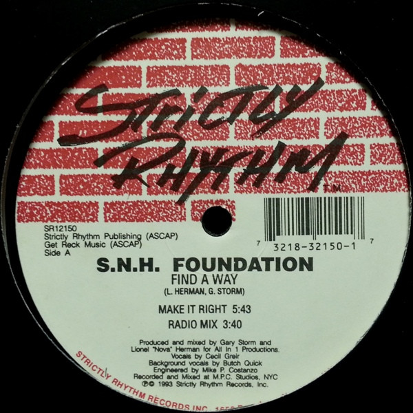 S.N.H. Foundation - Find A Way | Strictly Rhythm (SR12150) - main