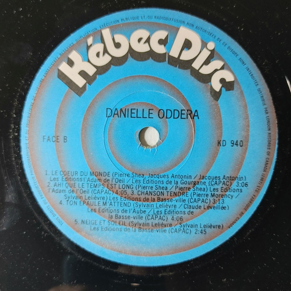 Danielle Oddera - Lettres Sans Adresse | Kébec-Disc (KD 940) - 4 Danielle Oddera - Lettres Sans Adresse | Kébec-Disc (KD 940) - 4