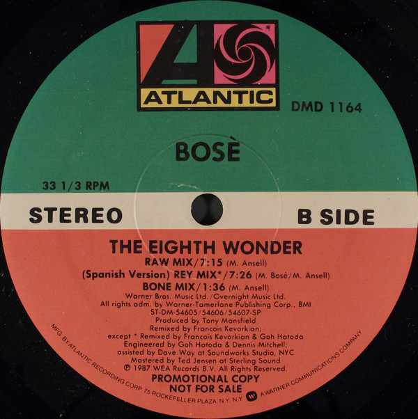 Bosè - The Eighth Wonder | Atlantic (DMD 1164) - 2