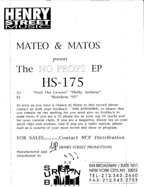 Mateo & Matos - The No Props E.P. | Henry Street Music (HS175) - 3 Mateo & Matos - The No Props E.P. | Henry Street Music (HS175) - 3