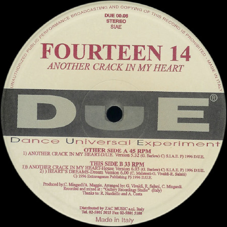 Fourteen 14 - Another Crack In My Heart | DUE Records (Dance Universal Experiment) (DUE 00.08) - 4 Fourteen 14 - Another Crack In My Heart | DUE Records (Dance Universal Experiment) (DUE 00.08) - 4