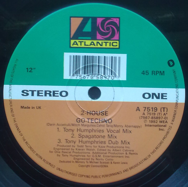 2 House - Go Techno | Atlantic (A 7519 T)