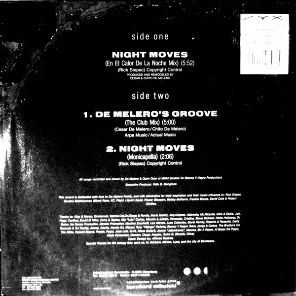 De Melero Featuring Monica Green - Night Moves | ZYX Records (ZYX 6598-12) - 2