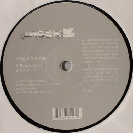 Berg & Blender - Deep Driving / Autospace | Konfekt (Konfekt005)