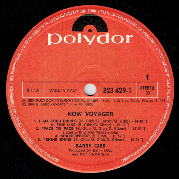 Barry Gibb - Now Voyager | Polydor (823 429-1) - 3