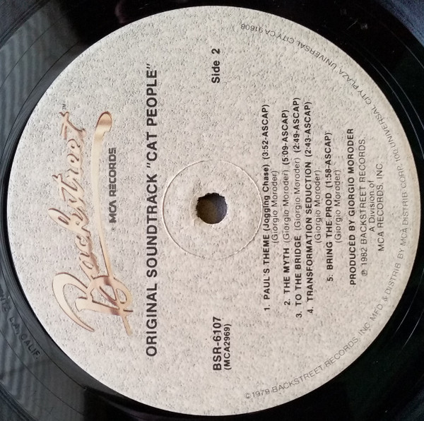 Giorgio Moroder - Cat People (Original Soundtrack) | Backstreet Records (BSR-6107) - 4