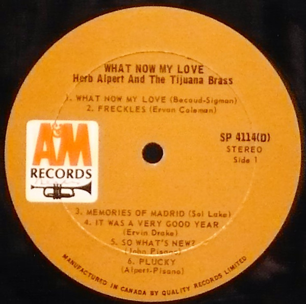 Herb Alpert & The Tijuana Brass - What Now My Love | A&M Records (SP 4114) - 3