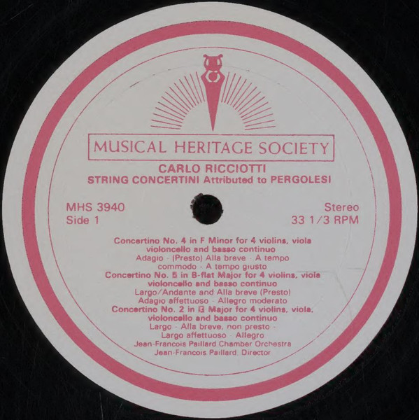Six Concertini Attributed to Pergolesi