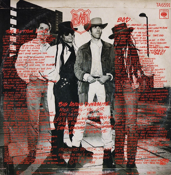 Big Audio Dynamite - The Bottom Line | CBS (TA 6591) - 2