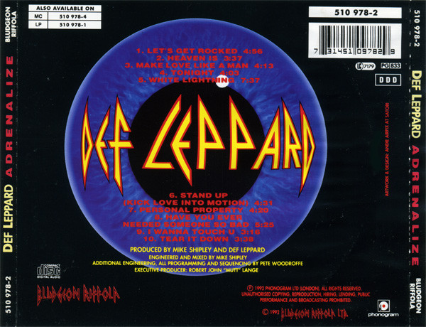 Def Leppard - Adrenalize | Bludgeon Riffola (510 978-2) - 2