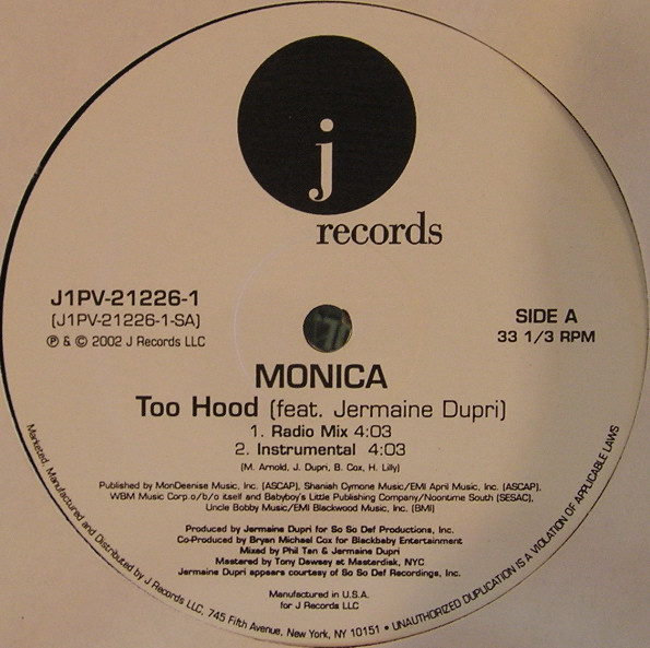 Monica - Too Hood | J Records (J1PV-21226-1) - main Monica - Too Hood | J Records (J1PV-21226-1) - main