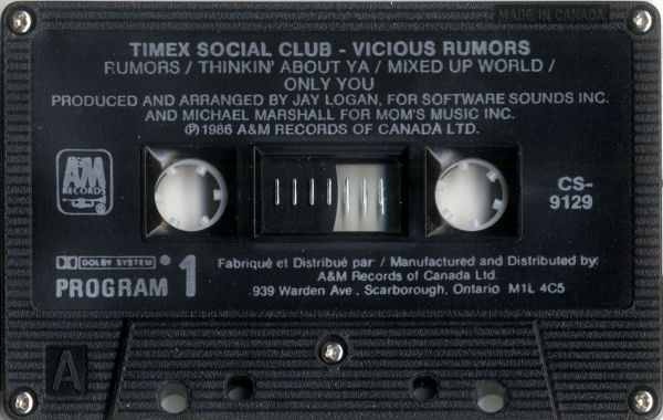 Timex Social Club - Vicious Rumors | A&M Records (CS-9129) - 3 Timex Social Club - Vicious Rumors | A&M Records (CS-9129) - 3