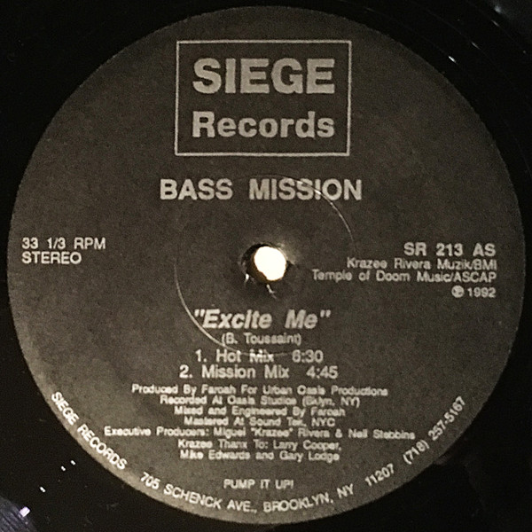 Bass Mission - Excite Me | Siege Records (SR 213) - main Bass Mission - Excite Me | Siege Records (SR 213) - main