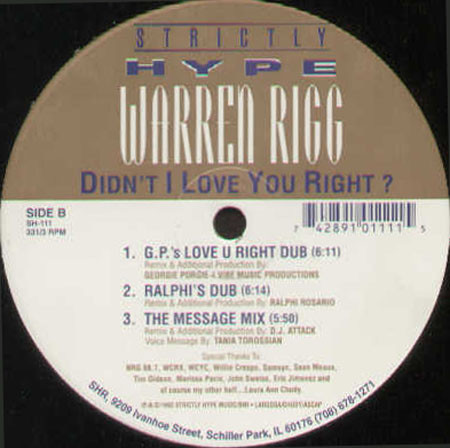 Warren Rigg - Didn't I Love You Right | Strictly Hype Recordings (SH-111)