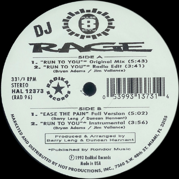 Rage - Run To You | Pulse 8 USA (HAL 12373)
