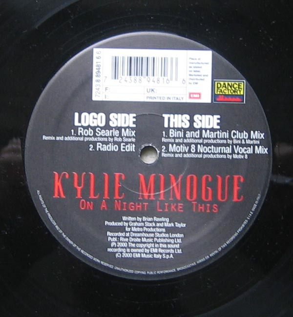 Kylie Minogue - On A Night Like This | Dance Factory (7243 8 89481 6 6) - 2