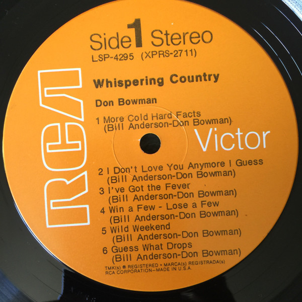 Don Bowman - Whispering Country | RCA Victor (LSP-4295) - 4 Don Bowman - Whispering Country | RCA Victor (LSP-4295) - 4