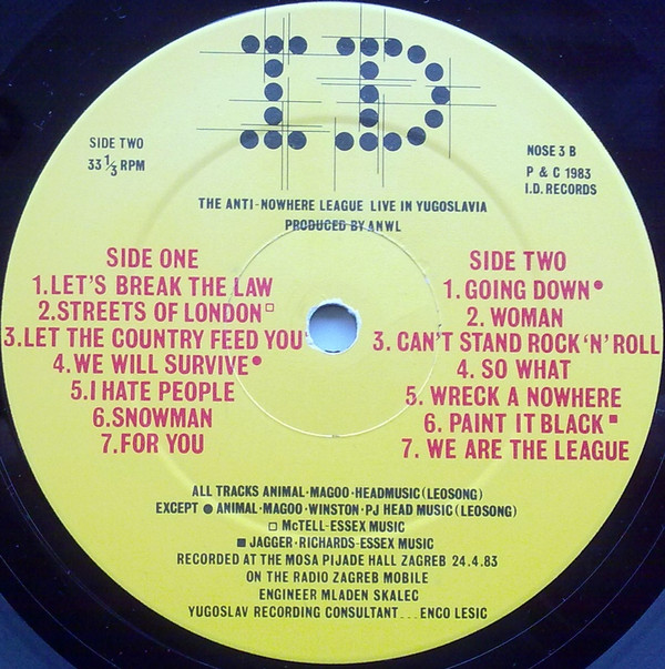 Anti-Nowhere League - Live In Yugoslavia | I.D. Records (NOSE 3) - 4 Anti-Nowhere League - Live In Yugoslavia | I.D. Records (NOSE 3) - 4