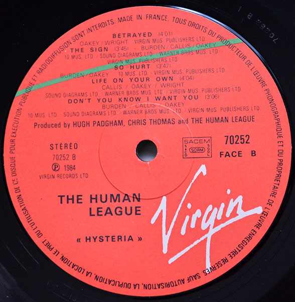 The Human League - Hysteria | Virgin (70252) - 6