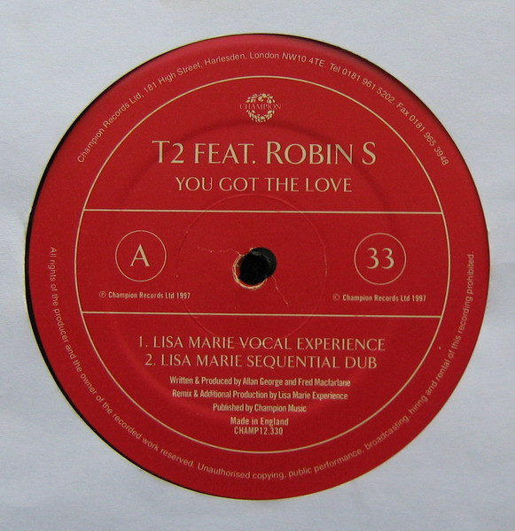 T2 Feat. Robin S - You Got The Love | Champion (CHAMP 12.330) - 3 T2 Feat. Robin S - You Got The Love | Champion (CHAMP 12.330) - 3
