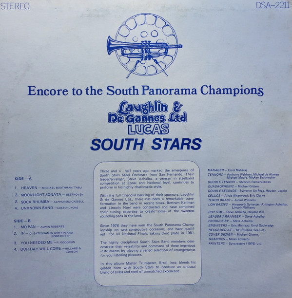 South Stars Steel Orchestra - South Stars | Laughlin & De Gannes Ltd LUCAS (DSA-2211) - 3 South Stars Steel Orchestra - South Stars | Laughlin & De Gannes Ltd LUCAS (DSA-2211) - 3