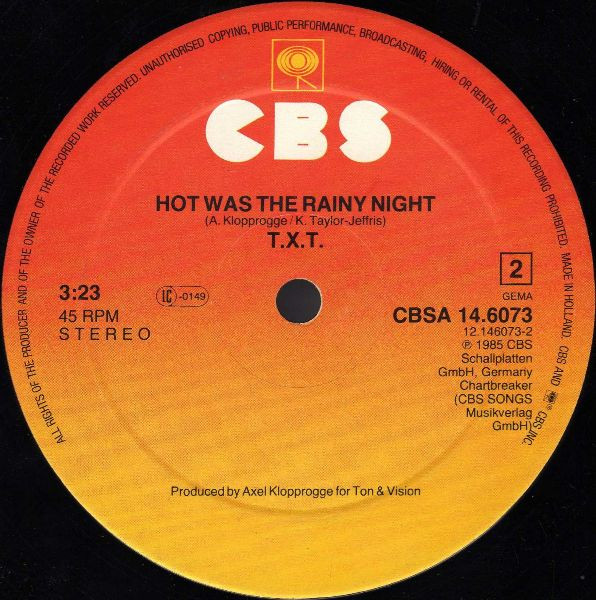 T.X.T. - Girl's Got A Brand New Toy (The Mega-Gigantic-120 dB Artlab-Mix) | CBS (A 14.6073) - 4