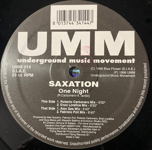 Saxation - One Night | UMM (UMM 314) - 3 Saxation - One Night | UMM (UMM 314) - 3