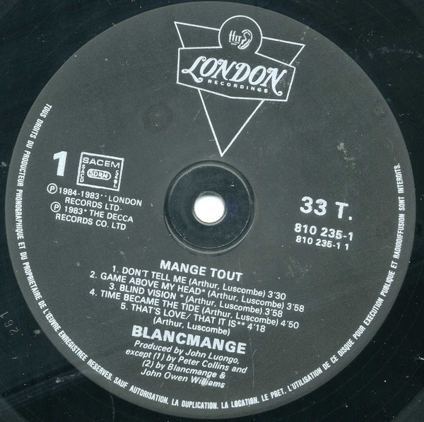 Blancmange - Mange Tout | London Records (810 235-1) - 3