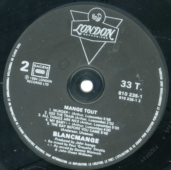 Blancmange - Mange Tout | London Records (810 235-1) - 4