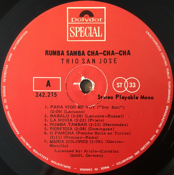 Trio San José - Rumba Samba Cha-Cha-Cha | Polydor (242.215) - 3 Trio San José - Rumba Samba Cha-Cha-Cha | Polydor (242.215) - 3
