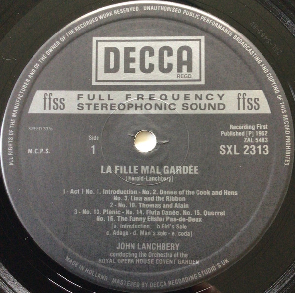 Herold - Lanchbery - La Fille Mal Gardée (Excerpts) | Decca (SXL 2313) - 3