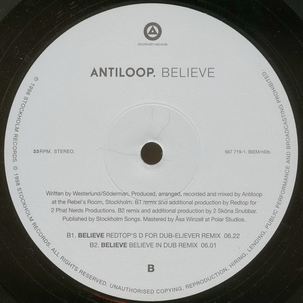Antiloop - Believe | Stockholm Records (567 719-1) - 2 Antiloop - Believe | Stockholm Records (567 719-1) - 2