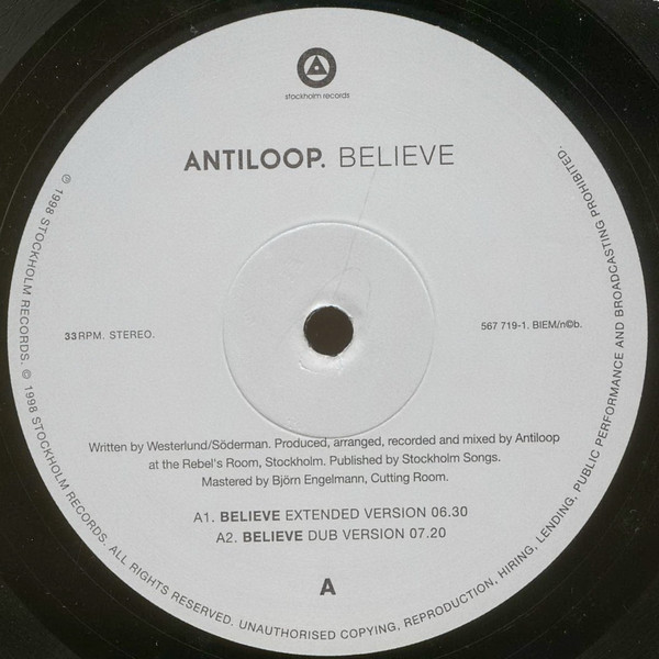 Antiloop - Believe | Stockholm Records (567 719-1) - main Antiloop - Believe | Stockholm Records (567 719-1) - main