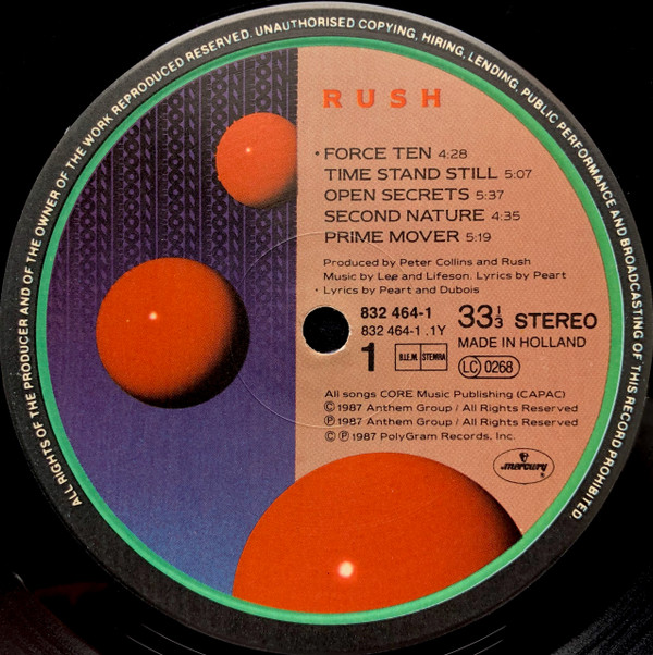Rush - Hold Your Fire | Mercury (832 464-1) - 3 Rush - Hold Your Fire | Mercury (832 464-1) - 3