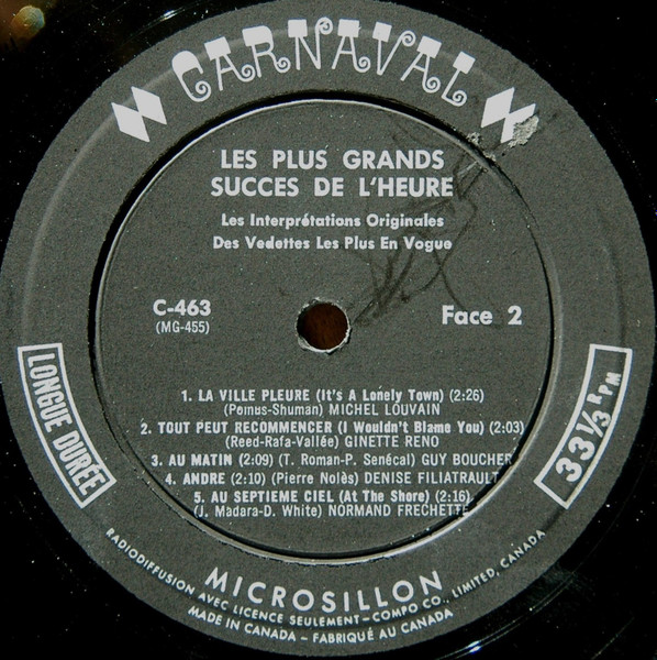 Various - Les Plus Grands Succès De L'Heure | Carnaval (C-463) - 4