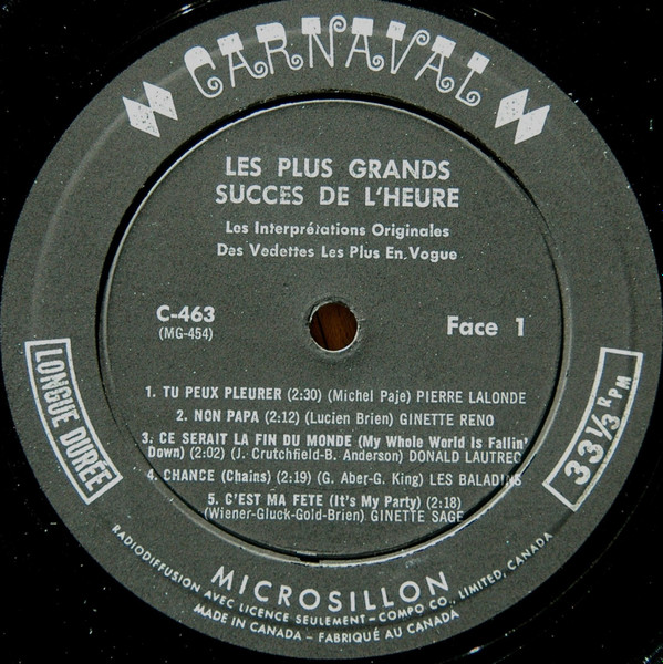 Various - Les Plus Grands Succès De L'Heure | Carnaval (C-463) - 3