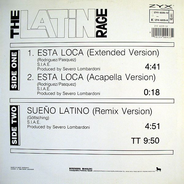 The Latin Rage - Esta Loca / Sueno Latino (Remix) | ZYX Records (ZYX 6225-12) - 2