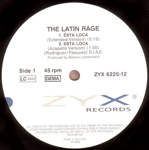 The Latin Rage - Esta Loca / Sueno Latino (Remix) | ZYX Records (ZYX 6225-12) - 3
