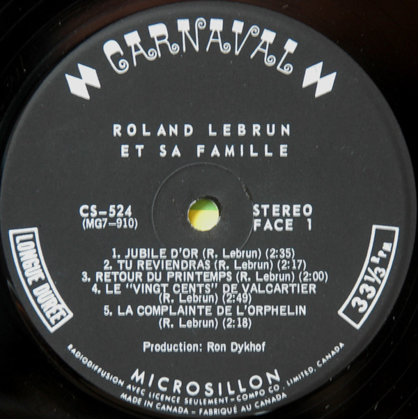 Roland Lebrun - Roland Lebrun Et Sa Famille | Carnaval (CS-524) - 3 Roland Lebrun - Roland Lebrun Et Sa Famille | Carnaval (CS-524) - 3