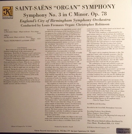 Saint-Saéns“Organ”Symphony" / Symphony No. 3 In C Minor. Op.78