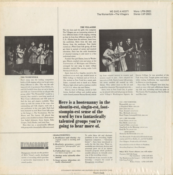 The Womenfolk , The Villagers - We Give A Hoot! | RCA Victor (LSP 2821) - 2 The Womenfolk , The Villagers - We Give A Hoot! | RCA Victor (LSP 2821) - 2
