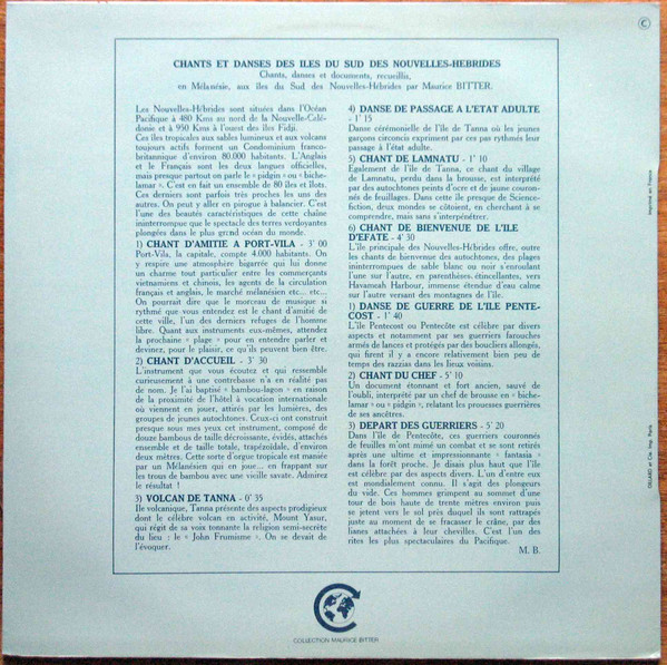Chants Et Danses Des Iles Du Sud Des Nouvelles-Hébrides