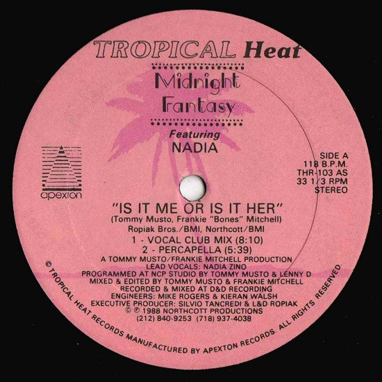 Midnight Fantasy Featuring Nadia Zino - Is It Me Or Is It Her? | Tropical Heat (THR-103) - 3