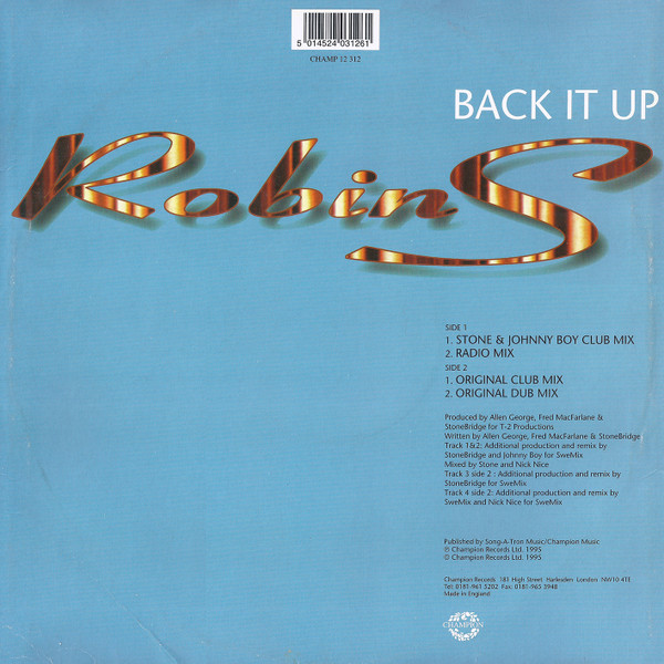 Robin S. - Back It Up | Champion (CHAMP 12.312) - 2
