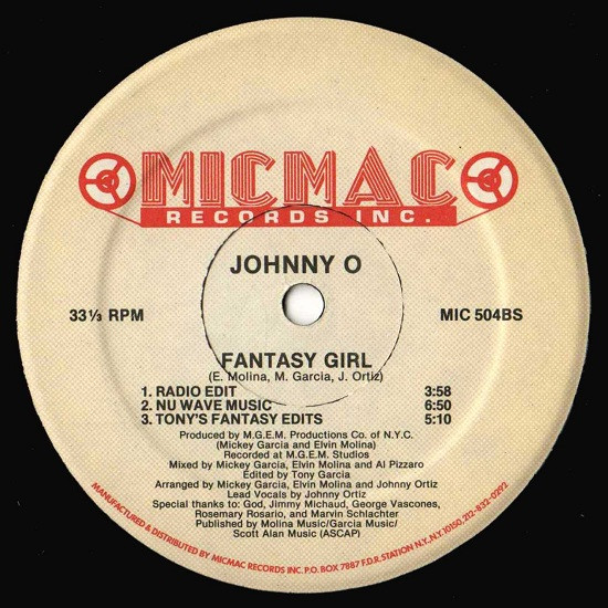 Johnny O - Fantasy Girl | Micmac Records, Inc. (MIC 504) - 2