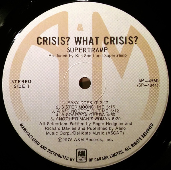 Supertramp - Crisis? What Crisis? | A&M Records (SP-4560) - 3