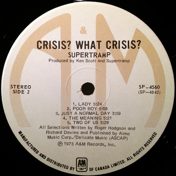 Supertramp - Crisis? What Crisis? | A&M Records (SP-4560) - 4